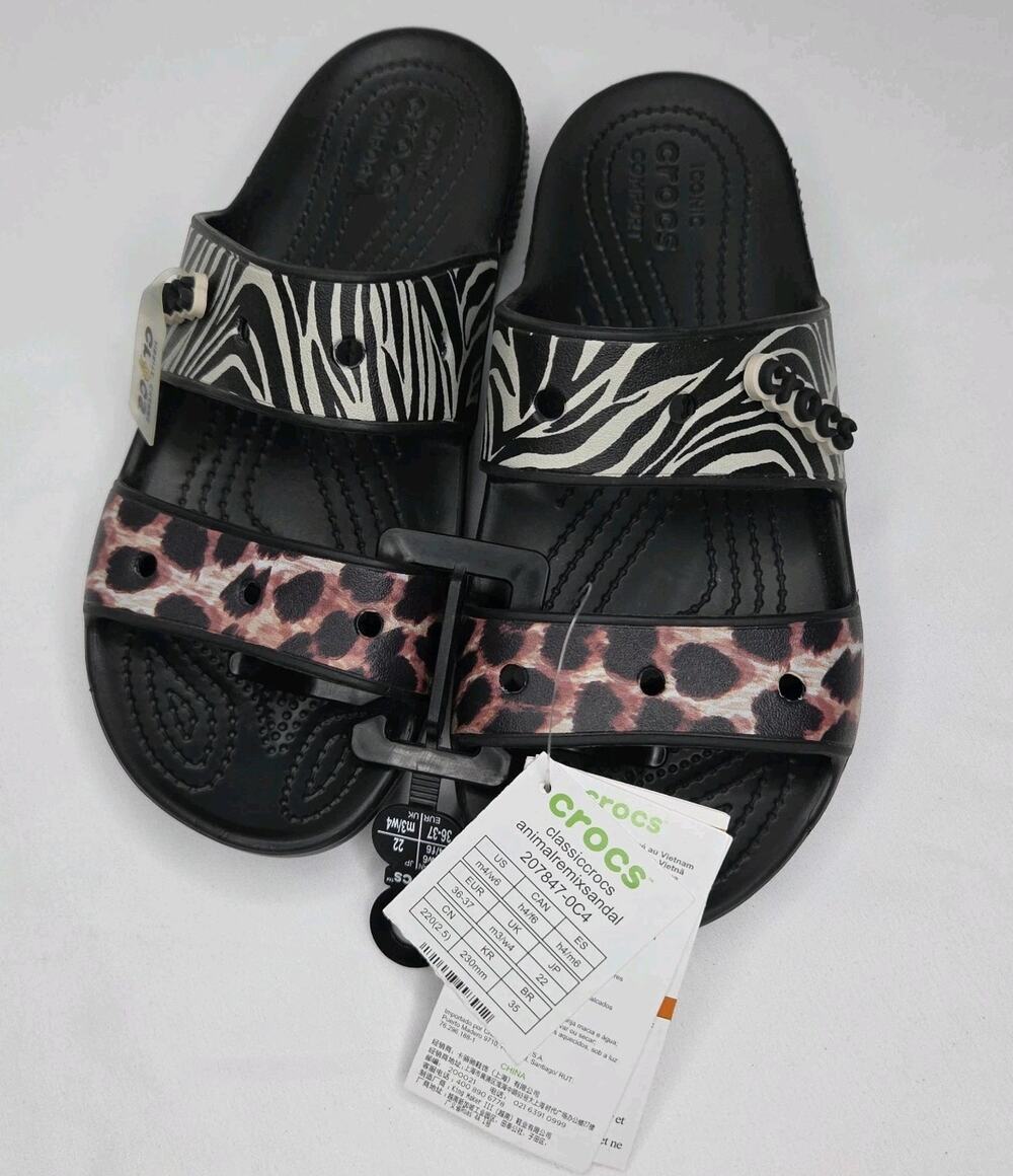 CROCS ICONIC COMFORT WOMENS SLIDE SANDALS MULTICOLOR SIZE 6